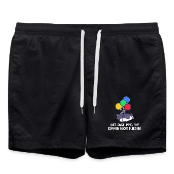 Humorvoll Tier Pinguin Statement Luftballon Vogel - Badeshorts - Schwarz - Vorne - AI Model Male 185 light (185cm)