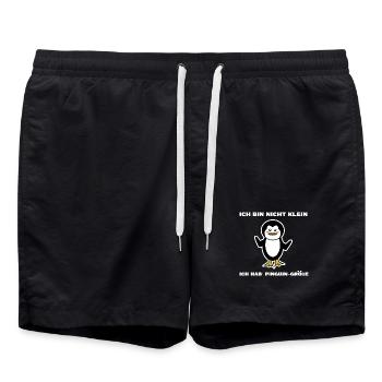 Pinguin Cool Humorvoll Tier Vogel Statement - Badeshorts - Schwarz - Vorne - AI Model Male 185 light (185cm)