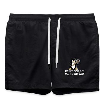 Tier Pinguin Zoo Seevogel Statement Arktis Vogel - Badeshorts - Schwarz - Vorne - AI Model Male 185 light (185cm)