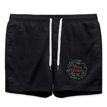 Frohe Weihnachten T-Shirt Frohe Weihnachten Feliz Navidad - Badeshorts - Schwarz - Vorne - AI Model Male 185 light (185cm)