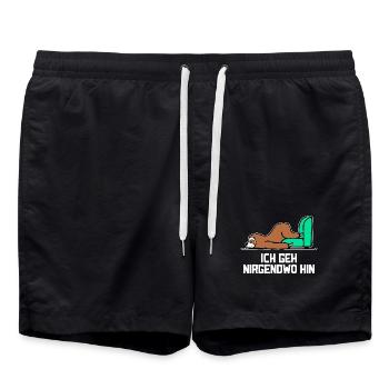 Faul Tier Müde Faultier Statement Zoo Schlafen - Badeshorts - Schwarz - Vorne - AI Model Male 185 light (185cm)