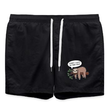 Dschungel Tier Faul Statement Faultier Schlafen - Badeshorts - Schwarz - Vorne - AI Model Male 185 light (185cm)