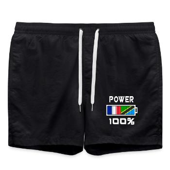 La Tanzanie et France Power 100 % - Short de bain - noir - Devant - AI Model Male 185 light (185cm)