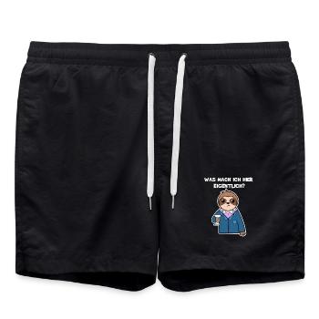 Chillen Tier Statement Faultier Zoo Dschungel - Badeshorts - Schwarz - Vorne - AI Model Male 185 light (185cm)