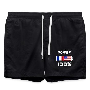 The U.S. and France power 100% - Swim Trunks - black - Front - AI Model Male 185 light (185cm)