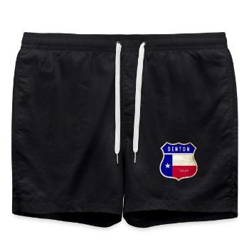 Design du drapeau des armoiries du Texas de Denton - Short de bain - noir - Devant - AI Model Male 185 light (185cm)