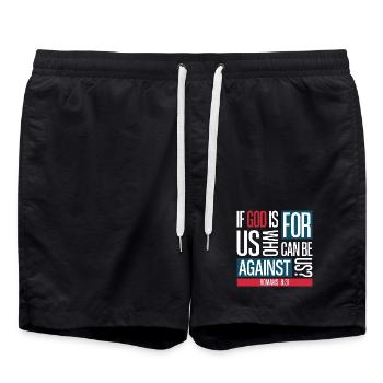 God for us (dark) - Swim Trunks - black - Front - AI Model Male 185 light (185cm)