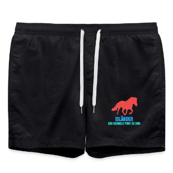 Pferdeliebe Islandpferde Statement Galopp Pony - Badeshorts - Schwarz - Vorne - AI Model Male 185 light (185cm)