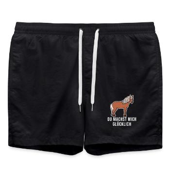 Pferde Cool Statement Pferdenarr Isländer - Badeshorts - Schwarz - Vorne - AI Model Male 185 light (185cm)