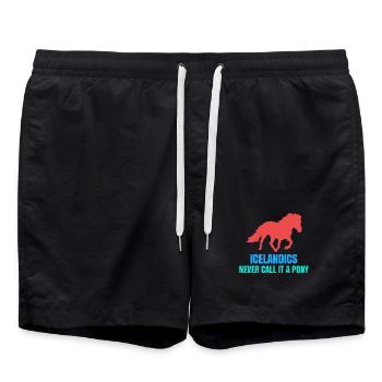 Islandpferde Pony Statement Isländer Pferdenarr - Badeshorts - Schwarz - Vorne - AI Model Male 185 light (185cm)