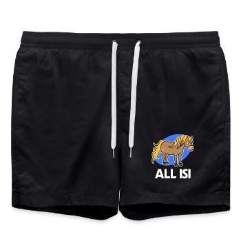 Déclaration de fou de cheval chevaux islandais poney islandais - Short de bain - noir - Devant - AI Model Male 185 light (185cm)