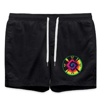 Galactic Butterfly Hunab Ku - aztec symbol - Swim Trunks - black - Front - AI Model Male 185 light (185cm)