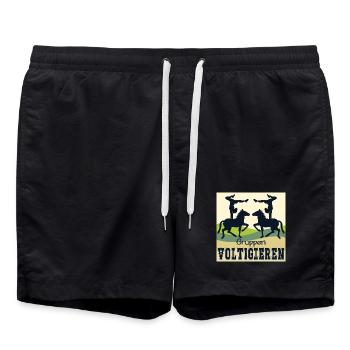 Gruppen Volitigieren AKROBATIK TURNEN PFERDESPORT - Badeshorts - Schwarz - Vorne - AI Model Male 185 light (185cm)
