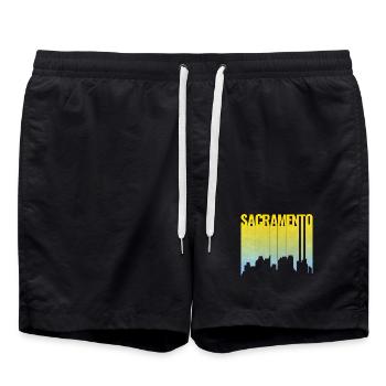 Dégradé jaune-bleu de la ligne de Sacramento - Short de bain - noir - Devant - AI Model Male 185 light (185cm)