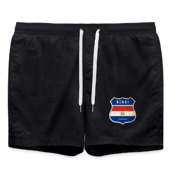 Ñemby Paraguay coat of arms flag design - Swim Trunks - black - Front - AI Model Male 185 light (185cm)