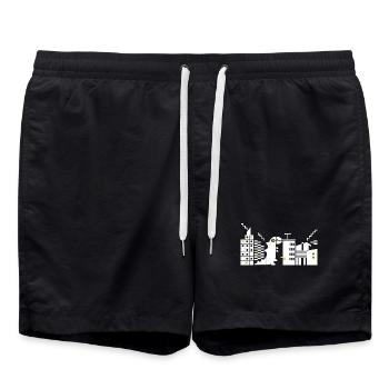 Monster meets Bauhaus L White - Swim Trunks - black - Front - AI Model Male 185 light (185cm)
