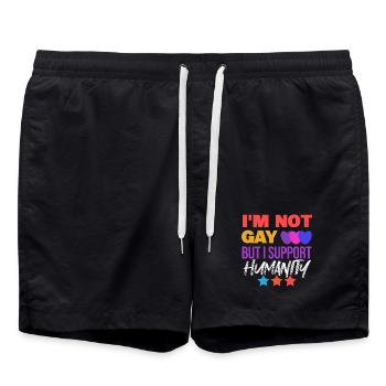 Cool Lgbt Statement Rechte Homosexueller Herz - Badeshorts - Schwarz - Vorne - AI Model Male 185 light (185cm)