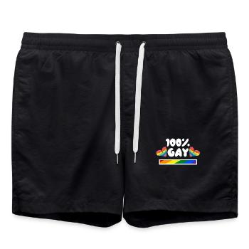 Herz Lgbt Statement Schwul Sexualität Bisexuell - Badeshorts - Schwarz - Vorne - AI Model Male 185 light (185cm)