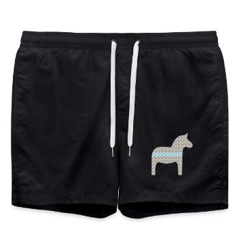 Dala cheval tricot motif Noël scandinave - Short de bain - noir - Devant - AI Model Male 185 light (185cm)