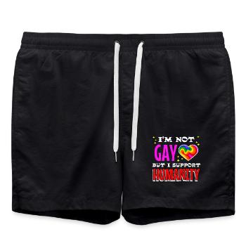 Sexuality Statement Gay Lgbt Heart Love - Swim Trunks - black - Front - AI Model Male 185 light (185cm)