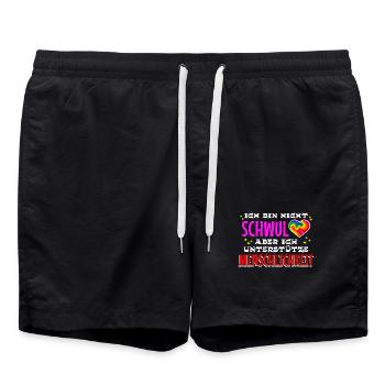 Herz Statement Menschenrechte Beziehung Regenbogen - Badeshorts - Schwarz - Vorne - AI Model Male 185 light (185cm)