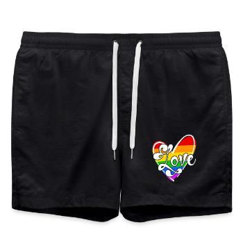 Relationship Love Lgbt Sexuality Heart Bisexual - Swim Trunks - black - Front - AI Model Male 185 light (185cm)