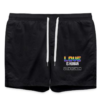 Rainbow Love Lgbt Statement Transgender Gay - Swim Trunks - black - Front - AI Model Male 185 light (185cm)