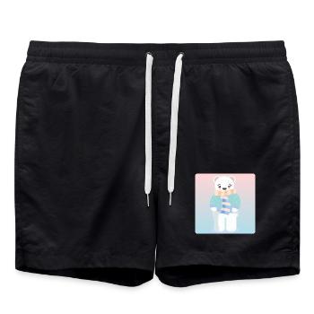 Niedlicher Eisbär WINTERKLEIDUNG - Badeshorts - Schwarz - Vorne - AI Model Male 185 light (185cm)