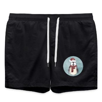 niedlicher Santa Claus Pinguin für Weihnachten - Badeshorts - Schwarz - Vorne - AI Model Male 185 light (185cm)