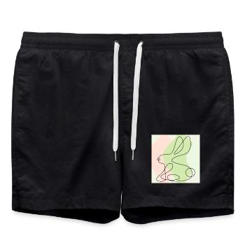 DESSIN AU TRAIT DU LAPIN DE PÂQUES - Short de bain - noir - Devant - AI Model Male 185 light (185cm)