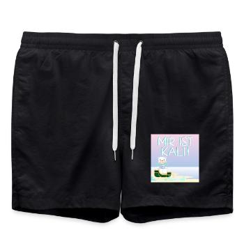 Mir ist kalt - Eisbär in Winterkleidung - STRAND - Badeshorts - Schwarz - Vorne - AI Model Male 185 light (185cm)