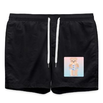 Niedlicher Winter Braunbär - TIERILLUSTRATIONEN - Badeshorts - Schwarz - Vorne - AI Model Male 185 light (185cm)