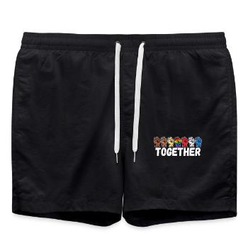 Equality Lgbt rainbow saying - Swim Trunks - black - Front - AI Model Male 185 light (185cm)