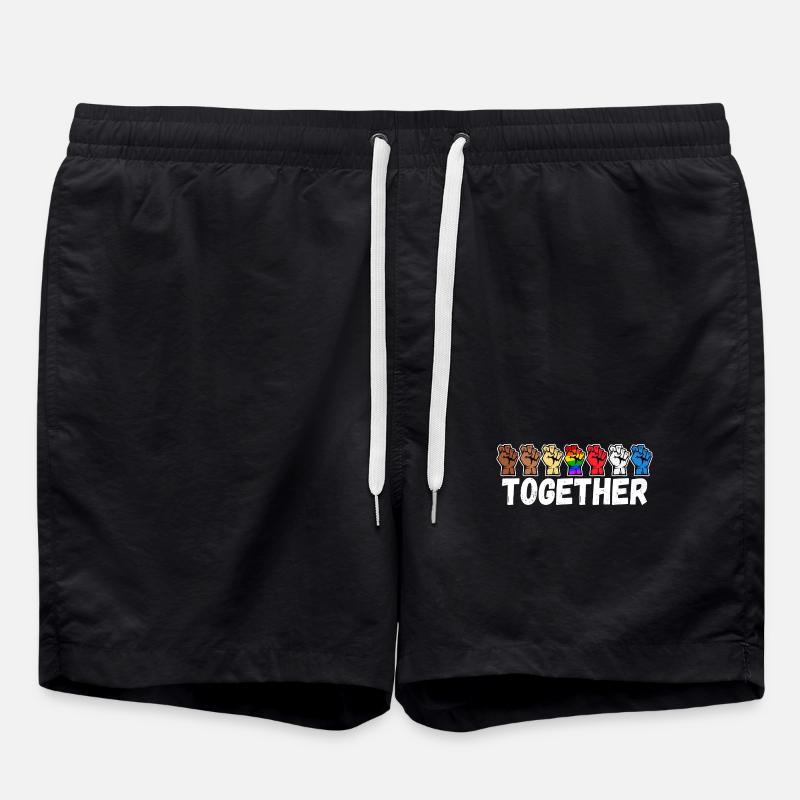 Equality Lgbt rainbow saying - Swim Trunks - black