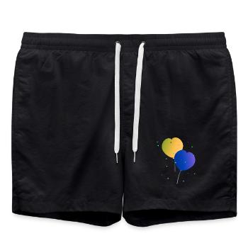 Ballons, Luftballonherzen - Badeshorts - Schwarz - Vorne - AI Model Male 185 light (185cm)