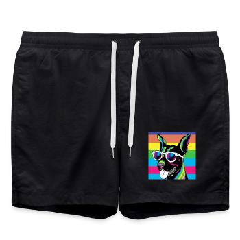Psychedelic Pup Rainbow Glasses - Swim Trunks - black - Front - AI Model Male 185 light (185cm)