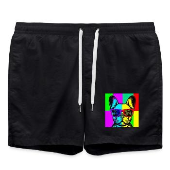 Lunettes Bulldog Néon Pop Art - Short de bain - noir - Devant - AI Model Male 185 light (185cm)