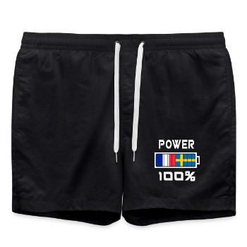 Power 100% Sweden and France - Swim Trunks - black - Front - AI Model Male 185 light (185cm)