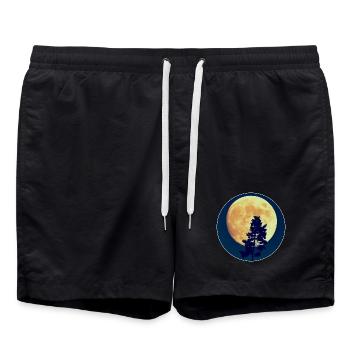 Mondnacht Wald-Silhouette - Badeshorts - Schwarz - Vorne - AI Model Male 185 light (185cm)