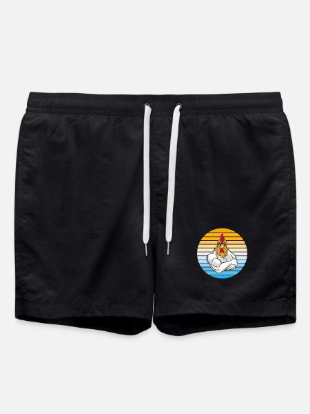Chicken with cool sunglasses - Swim Trunks - black