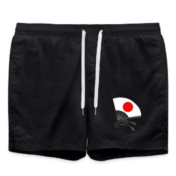 japanflaggen muster, japanischer fächer - Badeshorts - Schwarz - Vorne - AI Model Male 185 light (185cm)