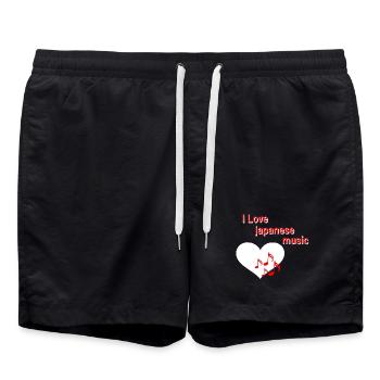 herzmuster japanflagge, japanische musik - Badeshorts - Schwarz - Vorne - AI Model Male 185 light (185cm)