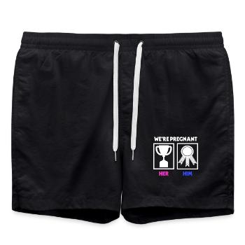 Déclaration de grossesse du parent Enceinte - Short de bain - noir - Devant - AI Model Male 185 light (185cm)