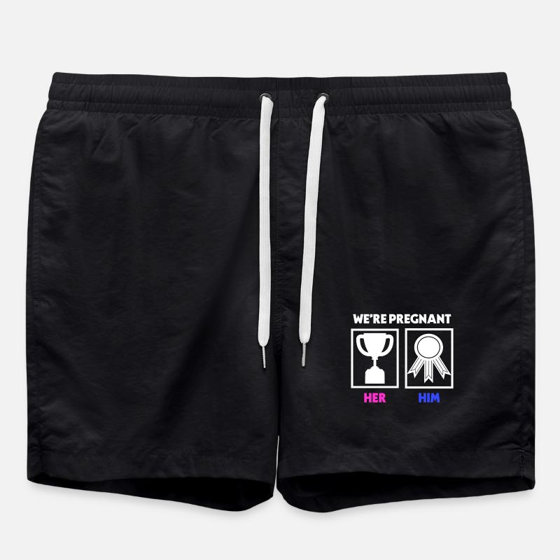 Elternteil Schwangerschaft Statement Schwanger - Badeshorts - Schwarz