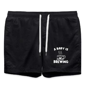 Pregnancy Funny Sayings Pregnant Heart - Swim Trunks - black - Front - AI Model Male 185 light (185cm)