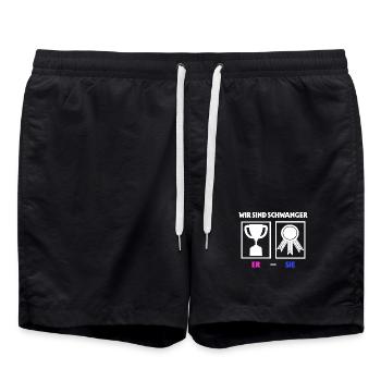 Schwangerschaft Schwanger Familie Eltern Statement - Badeshorts - Schwarz - Vorne - AI Model Male 185 light (185cm)