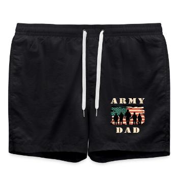 Army dad with USA flag - Swim Trunks - black - Front - AI Model Male 185 light (185cm)