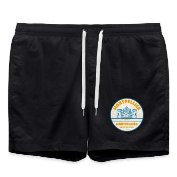 Montpellier Vintage Stadtlogo Sticker - Badeshorts - Schwarz - Vorne - AI Model Male 185 light (185cm)