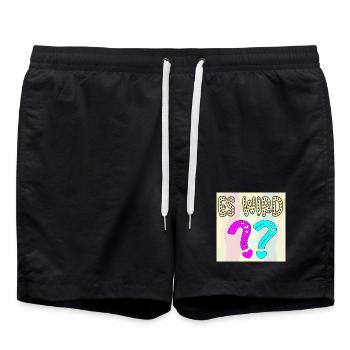 BABYSPRÜCHE - ES WIRD EIN MÄDCHEN ODER JUNGE FRAGE - Badeshorts - Schwarz - Vorne - AI Model Male 185 light (185cm)