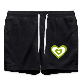 grünes Herz grün Herzen Muster Retro Geschenk  - Badeshorts - Schwarz - Vorne - AI Model Male 185 light (185cm)